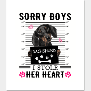 Black Dachshund Sorry Boys I Stole Her Heart Posters and Art